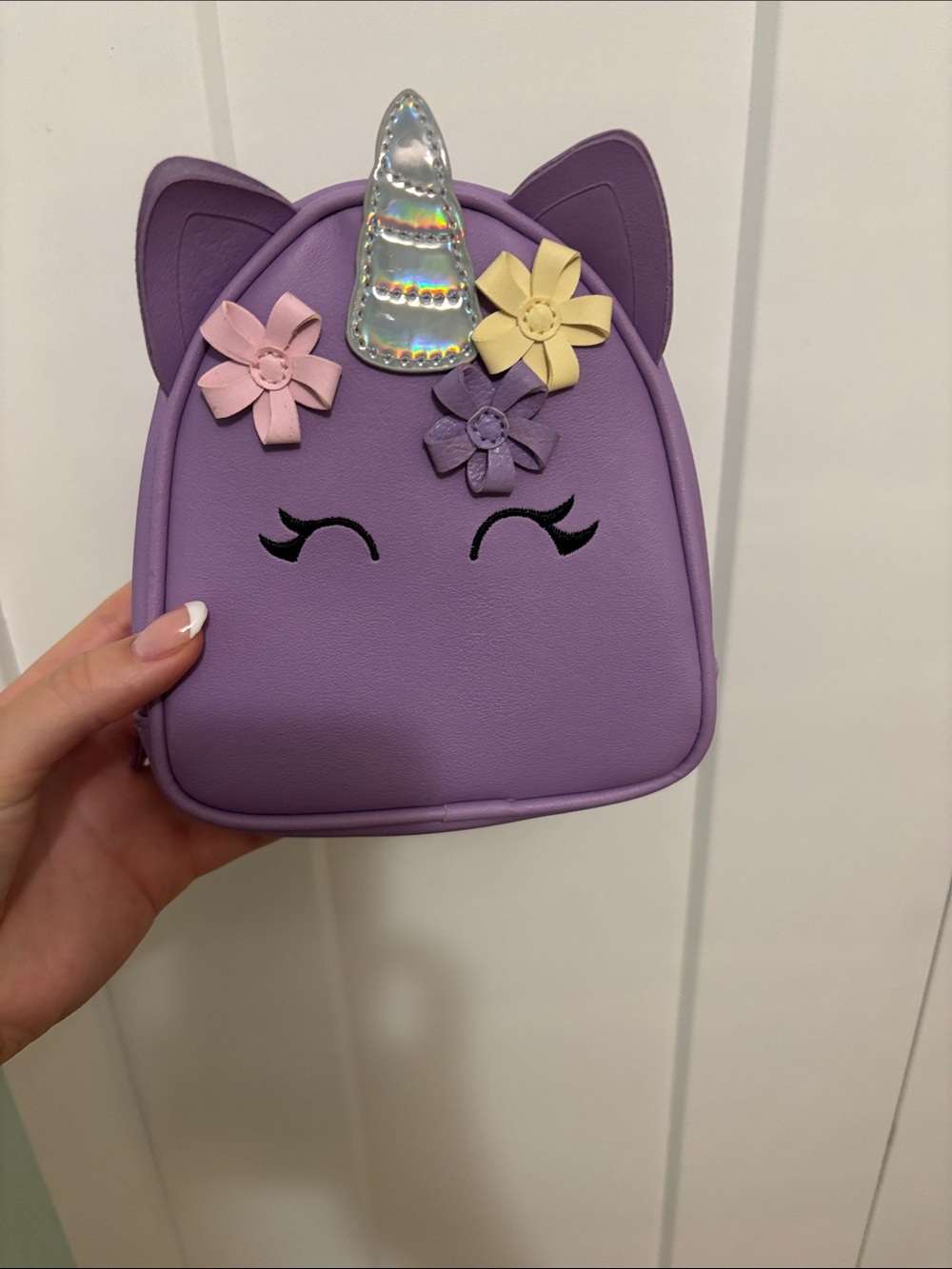 Bath & Body Works Lavender Unicorn Mini Bag with Pastel Flower Accents